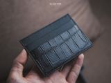 Card Holder - Ví đựng thẻ - da Epsom và cá sấu  - Black