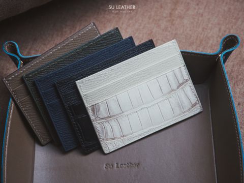 Card Holder - Ví đựng thẻ - da Epsom và cá sấu màu Himalaya