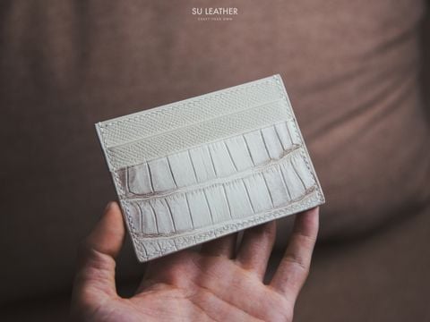Card Holder - Ví đựng thẻ - da Epsom và cá sấu màu Himalaya