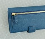 Ví Da Nữ - Long Wallet - Da Bê Togo - Navy