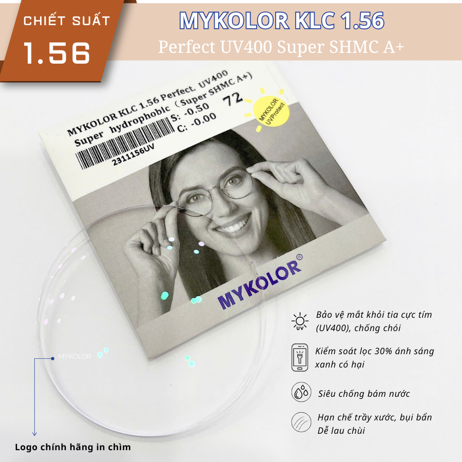  Mykolor KLC 1.56 Perfect.UV400 - Tròng kính, mắt kính cận viễn loạn chính hãng 