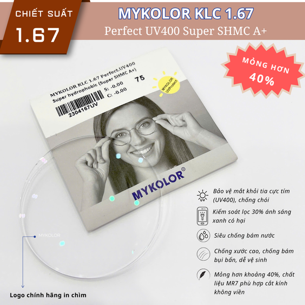  Mykolor KLC 1.67 Perfect.UV400 - Tròng kính, mắt kính cận viễn loạn chính hãng 
