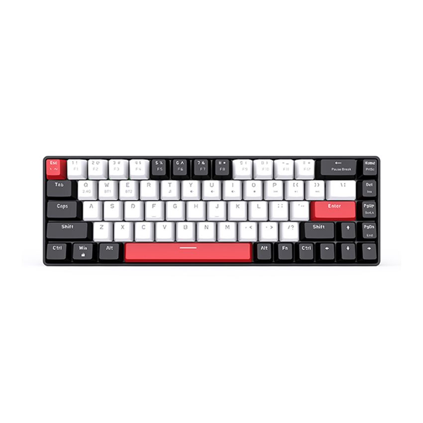  Bàn phím cơ không dây EDRA EK368L Black White Blue switch (Bluetooth, Wireless 2.4G) 