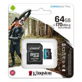  Thẻ nhớ Kingston microSD Plus Canvas Go! for Android Mobile Devices, Action Cams, Drones and 4K Video Production 