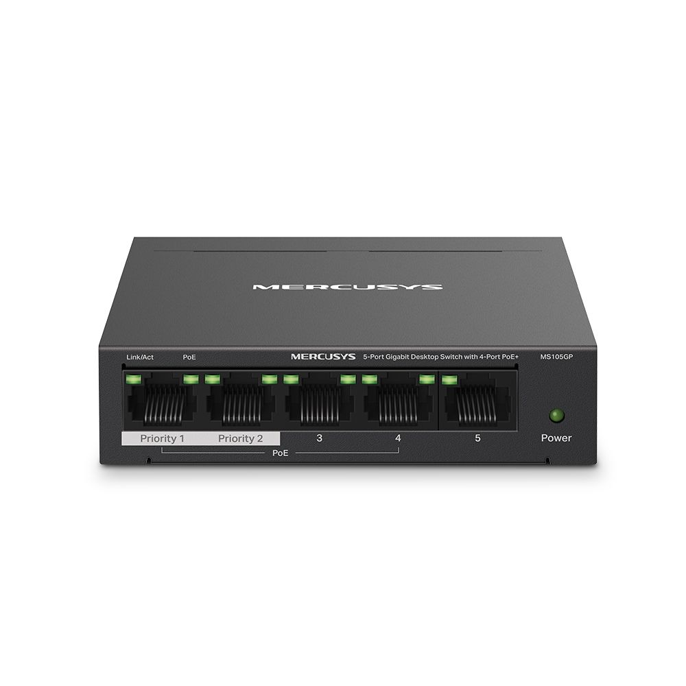  Switch Để Bàn 5 Cổng với 4 cổng PoE+ 1Gbps Mercusys MS105GP 