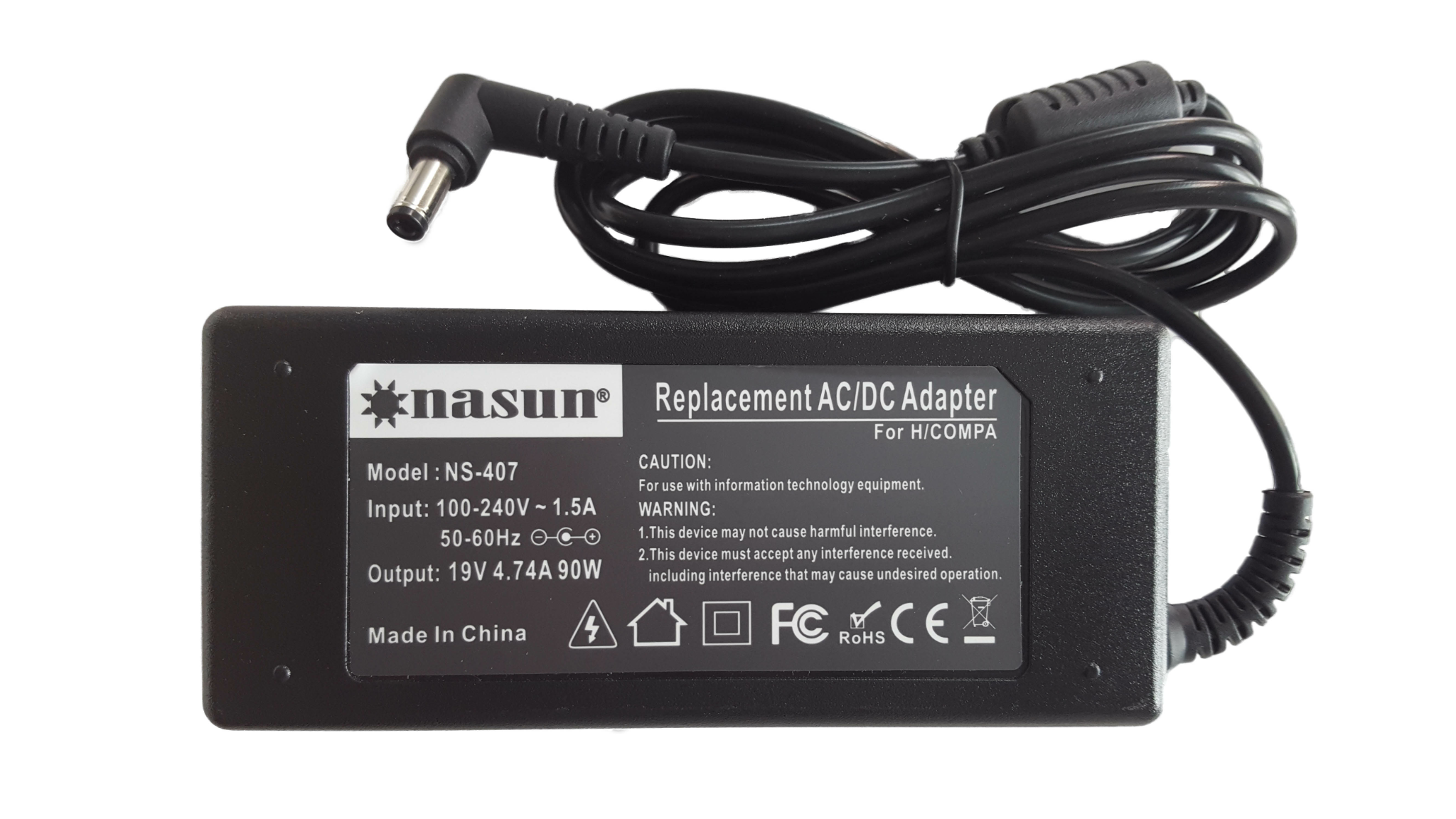 Sạc laptop NASUN For HP/COMPAQ 19V-4.74A (90W)  Model NS-407 