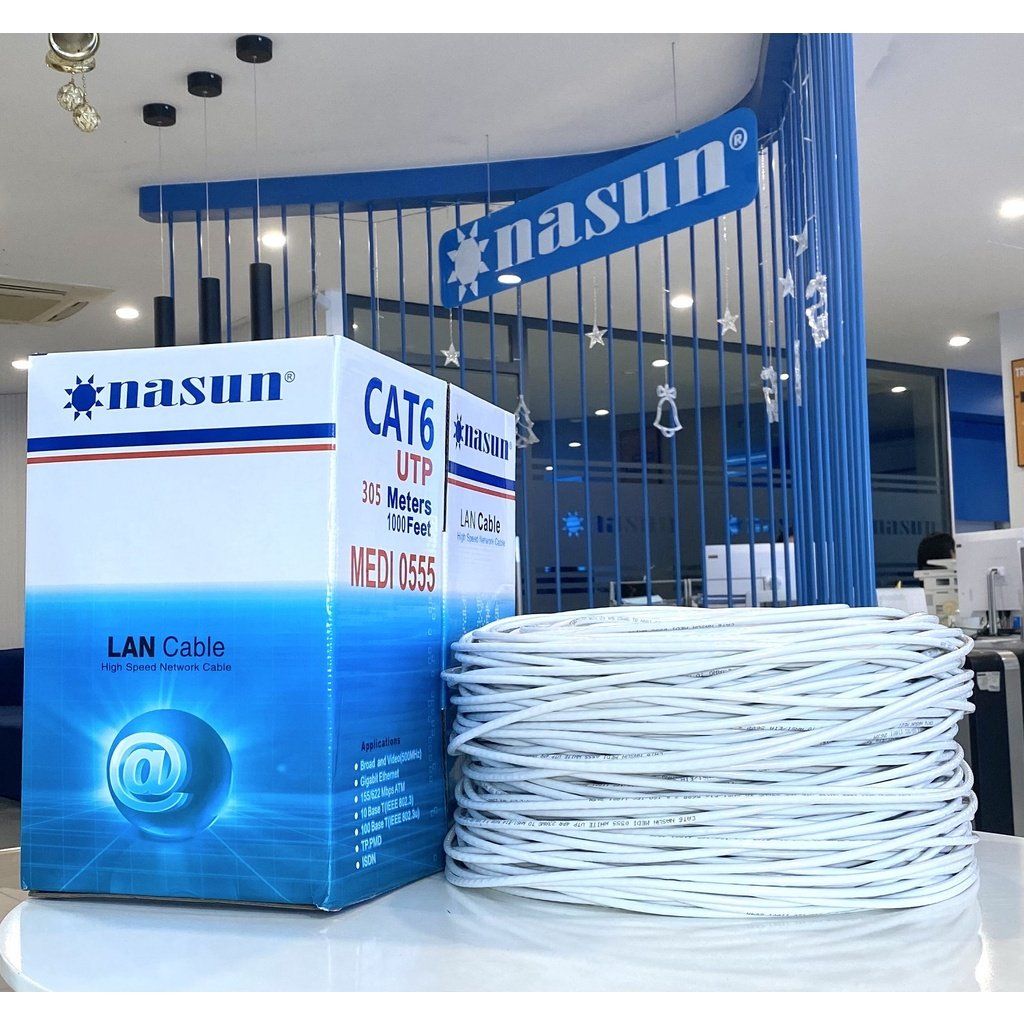  Dây mạng UTP Cat6 Nasun MEDI-0555  Dây màu trắng 