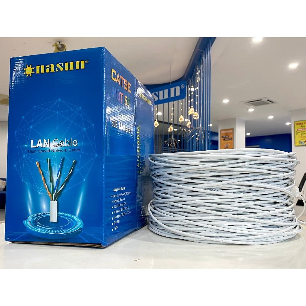  Dây mạng UTP Cat5 NASUN HOT-55  Dây màu trắng 