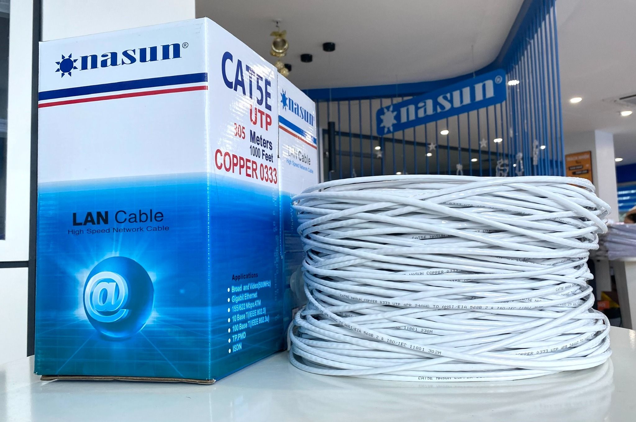  Dây mạng UTP Cat5e Nasun COPPER 0333 ĐỒNG NGUYÊN CHẤT 100% 