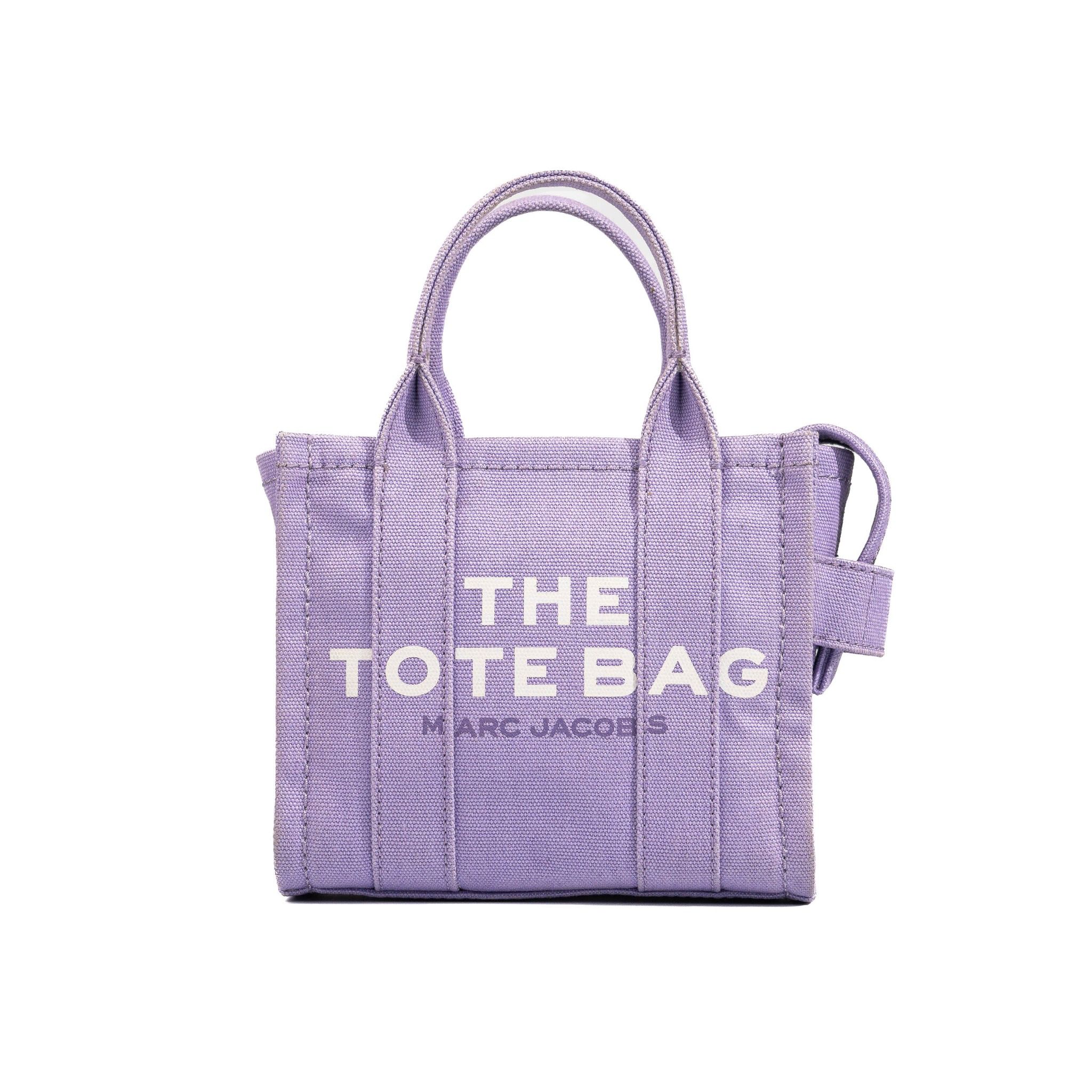  TÚI MARC JACOBS BEIGE CANVAS THE TOTE BAG SIZE SMALL MÀU TÍM 