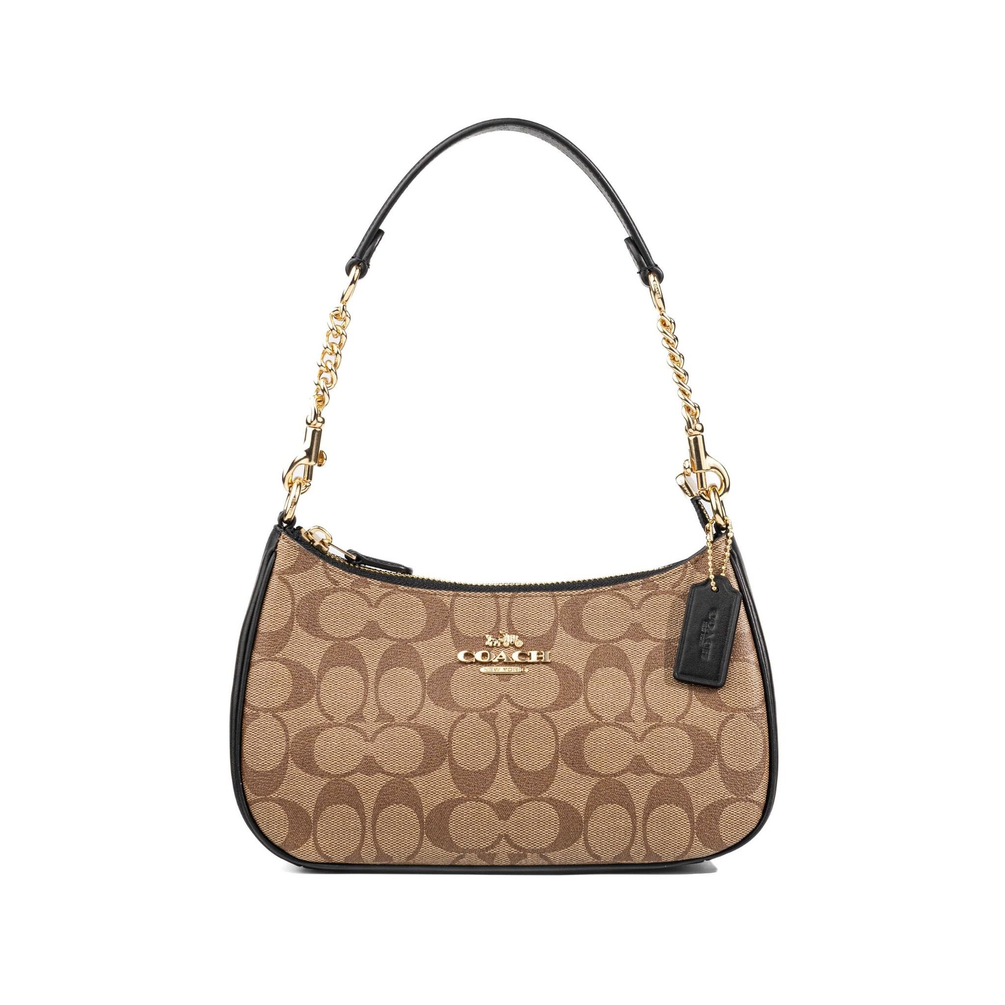  TÚI COACH TERI SHOULDER BAG IN SIGNATURE CANVAS MÀU NÂU NHẠT 
