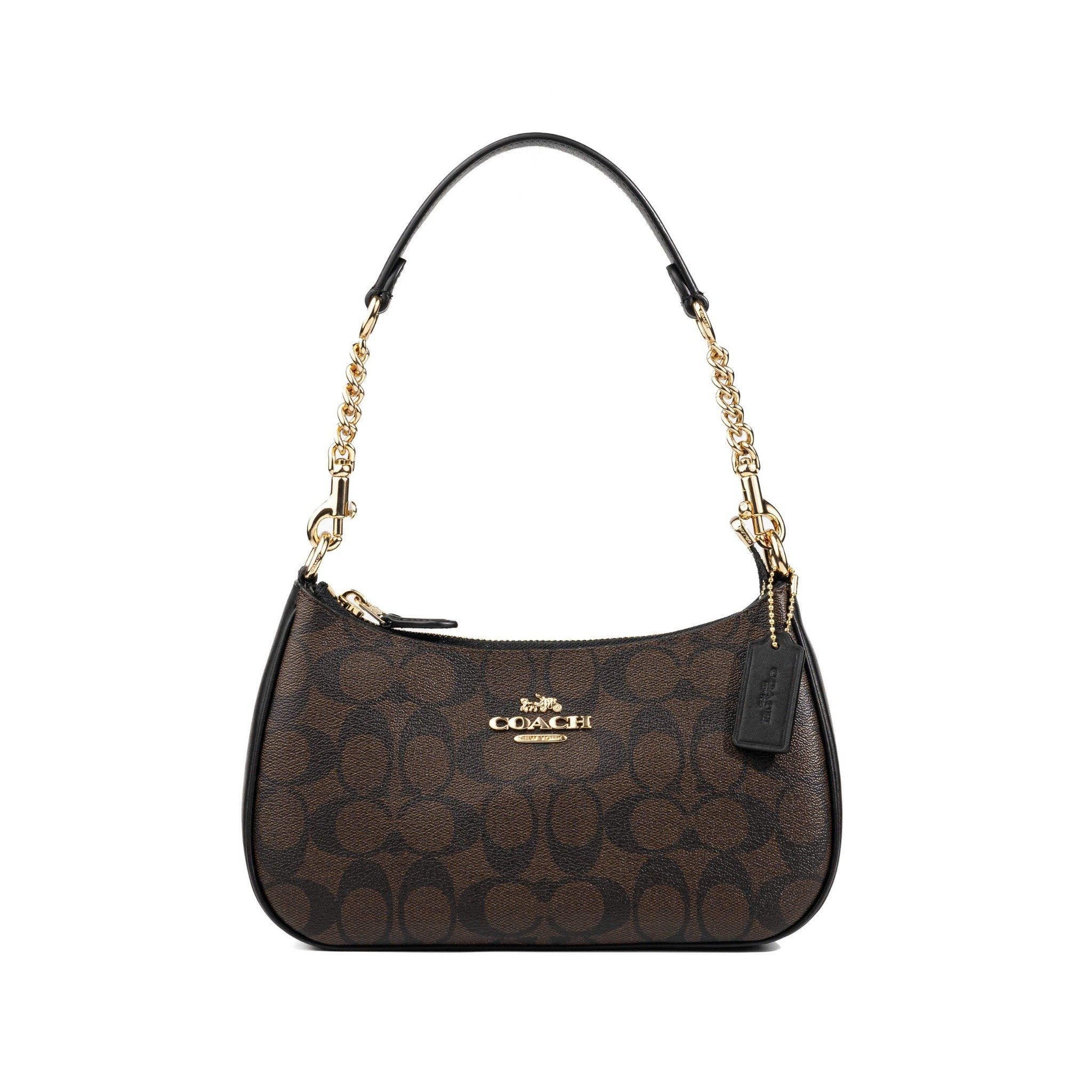  TÚI COACH TERI SHOULDER BAG IN SIGNATURE CANVAS MÀU NÂU ĐẬM 