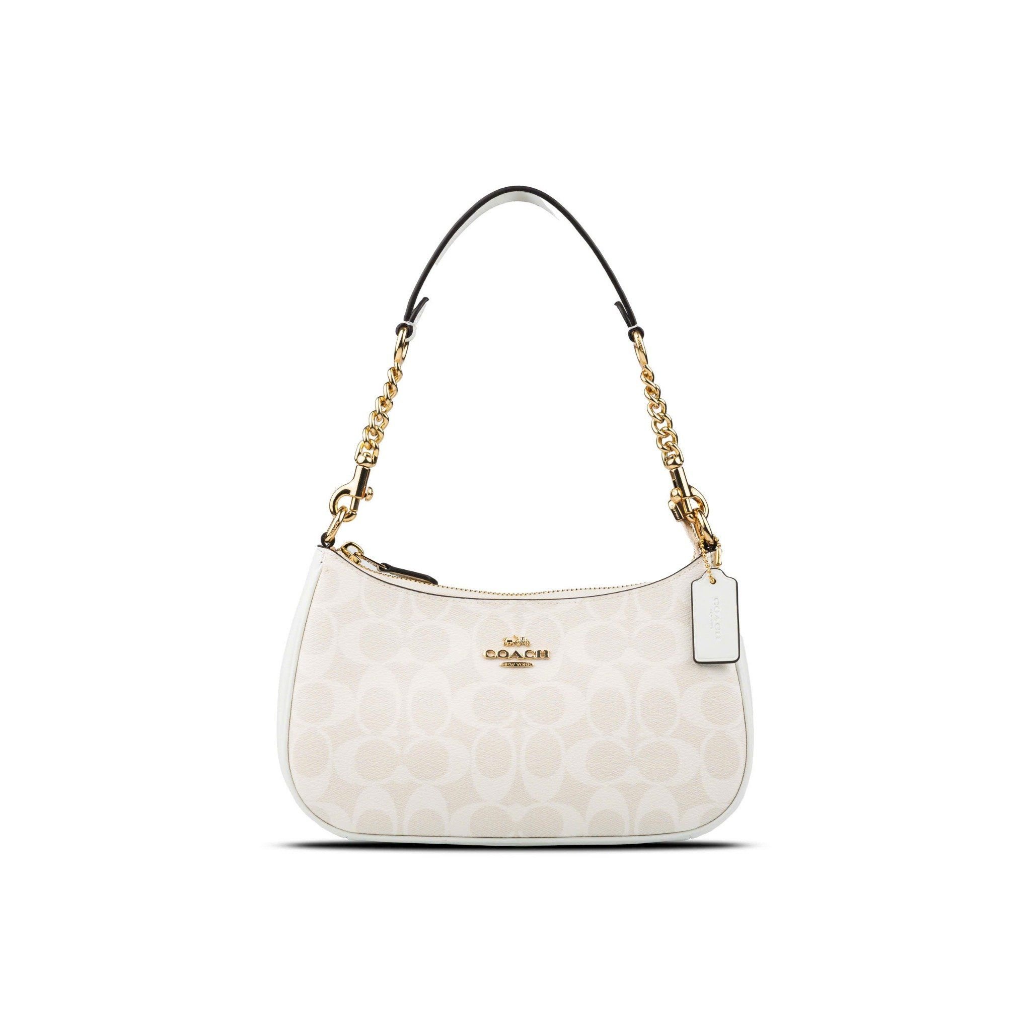  TÚI COACH TERI SHOULDER BAG SIN SIGNATURE CANVAS WHITE MÀU TRẮNG 