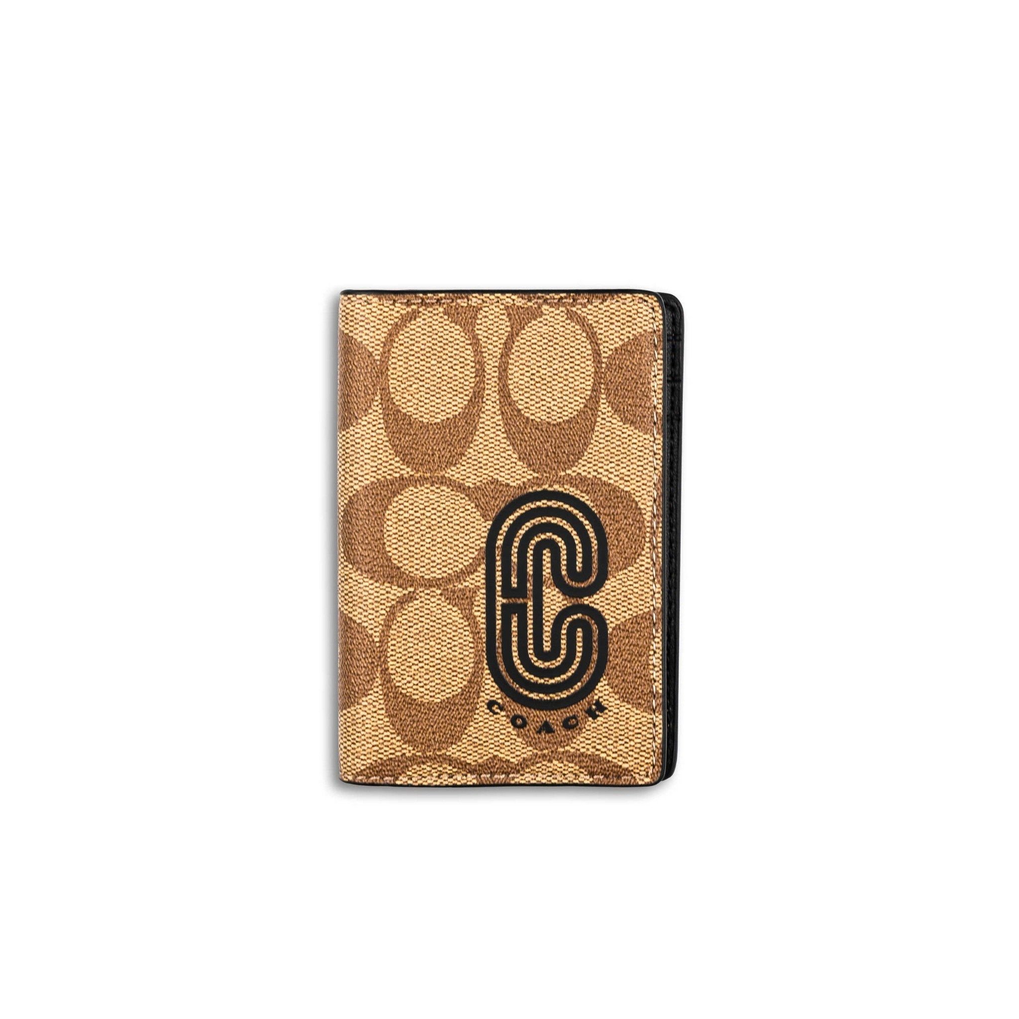  VÍ CARD COACH SLIM WALLET IN SIGNATURE CANVAS HỌA TIẾT CHỮ C ĐEN ''JNCMCI'' 