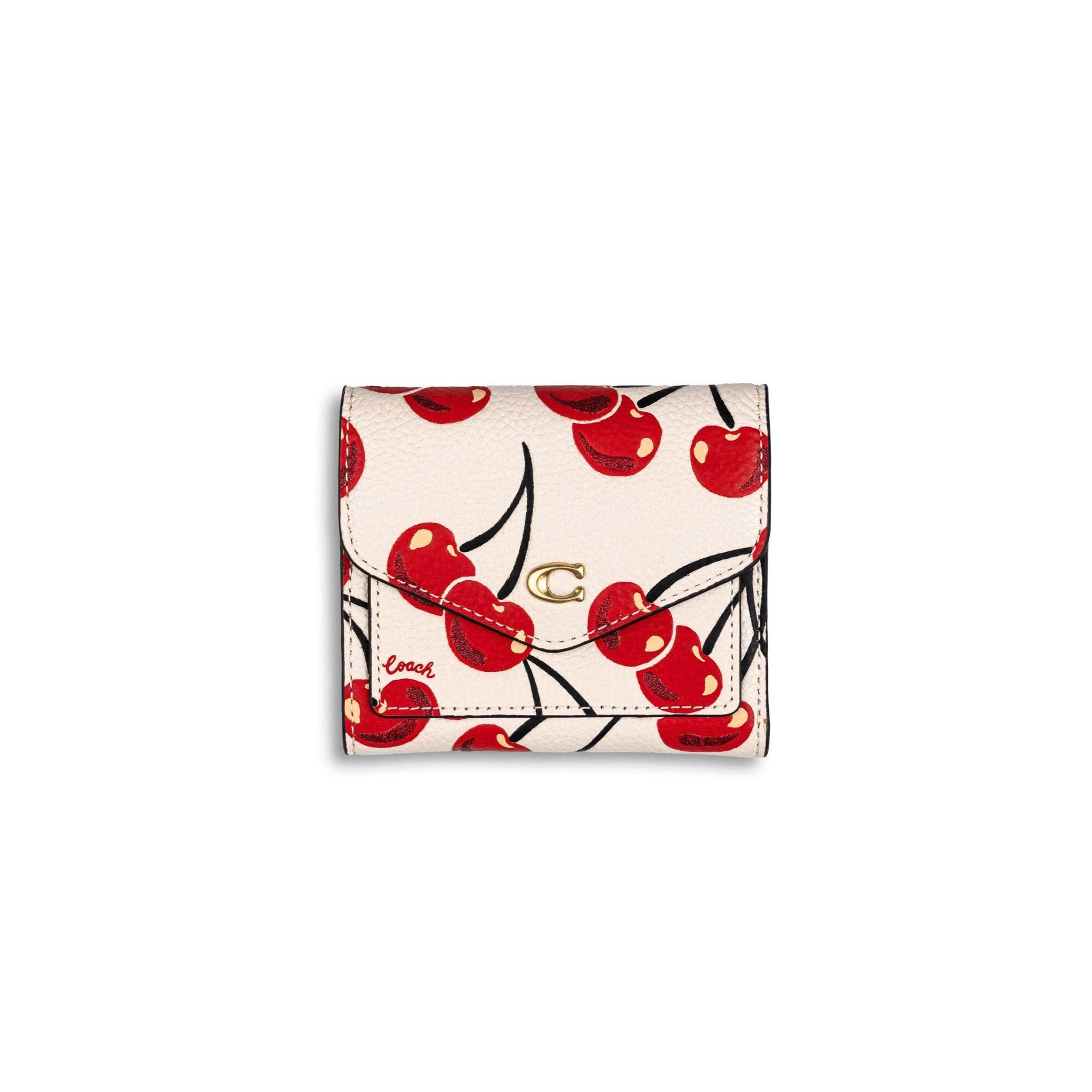  VÍ COACH GẬP WYN SMALL WALLET WITH CHERRY PRINT WHITE 