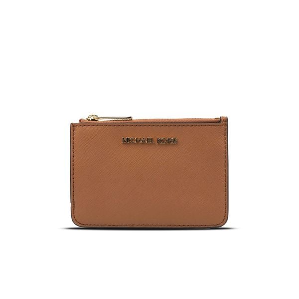  MICHAEL KORS JET SET TRAVEL SMALL SAFFIANO LEATHER COIN POUCH - VÍ MICHAEL KORS NHỎ GỌN MÀU NÂU ''#35F7GTVU1L'' 
