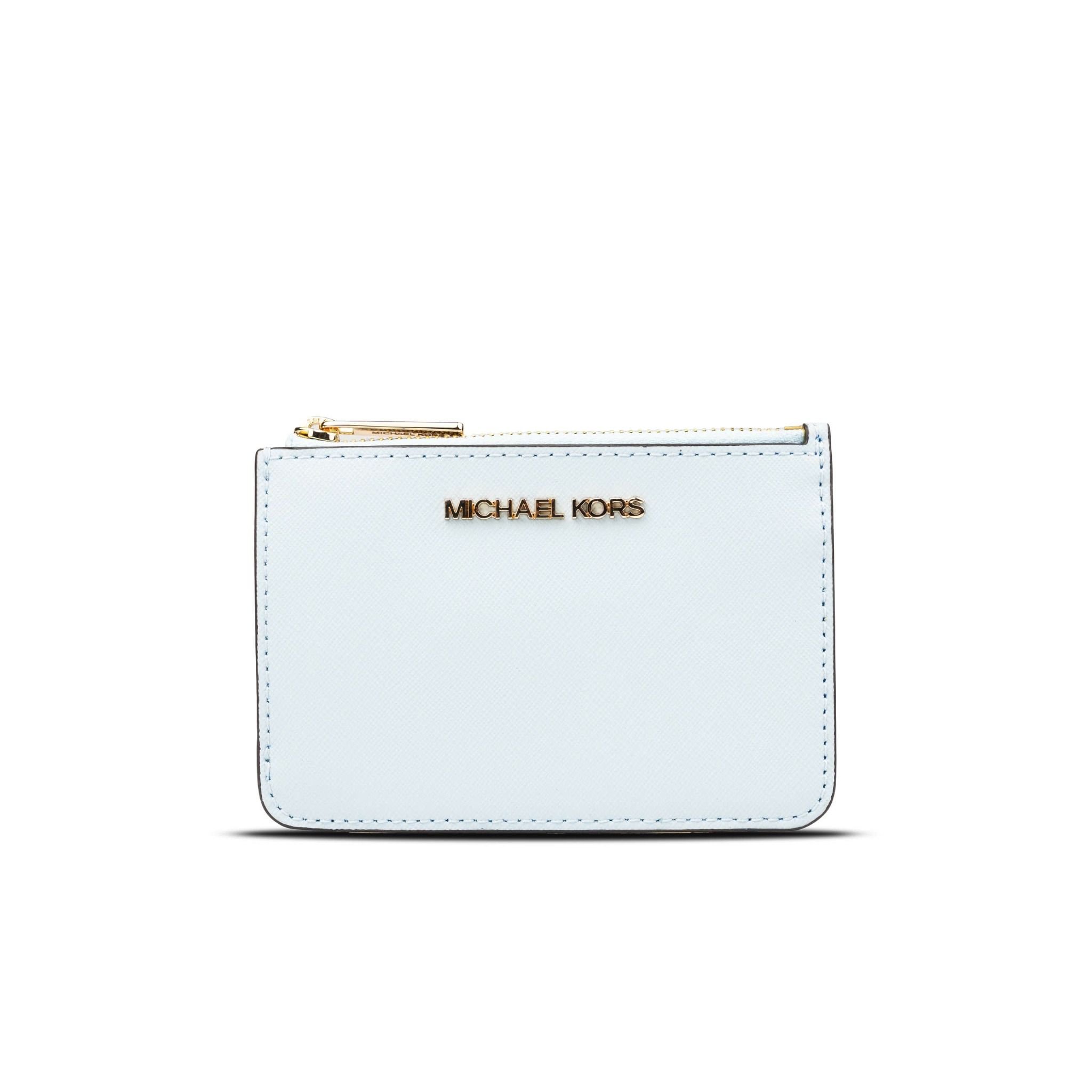 MICHAEL KORS JET SET TRAVEL SMALL SAFFIANO LEATHER COIN POUCH - VÍ MICHAEL KORS NHỎ GỌN MÀU XANH DƯƠNG ''#35F7GTVU1L'' 