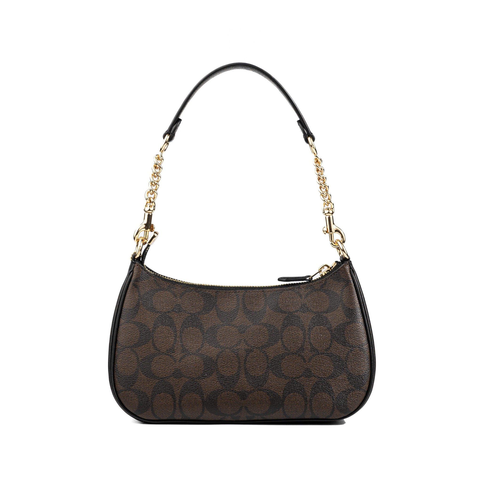  TÚI COACH TERI SHOULDER BAG IN SIGNATURE CANVAS MÀU NÂU ĐẬM 