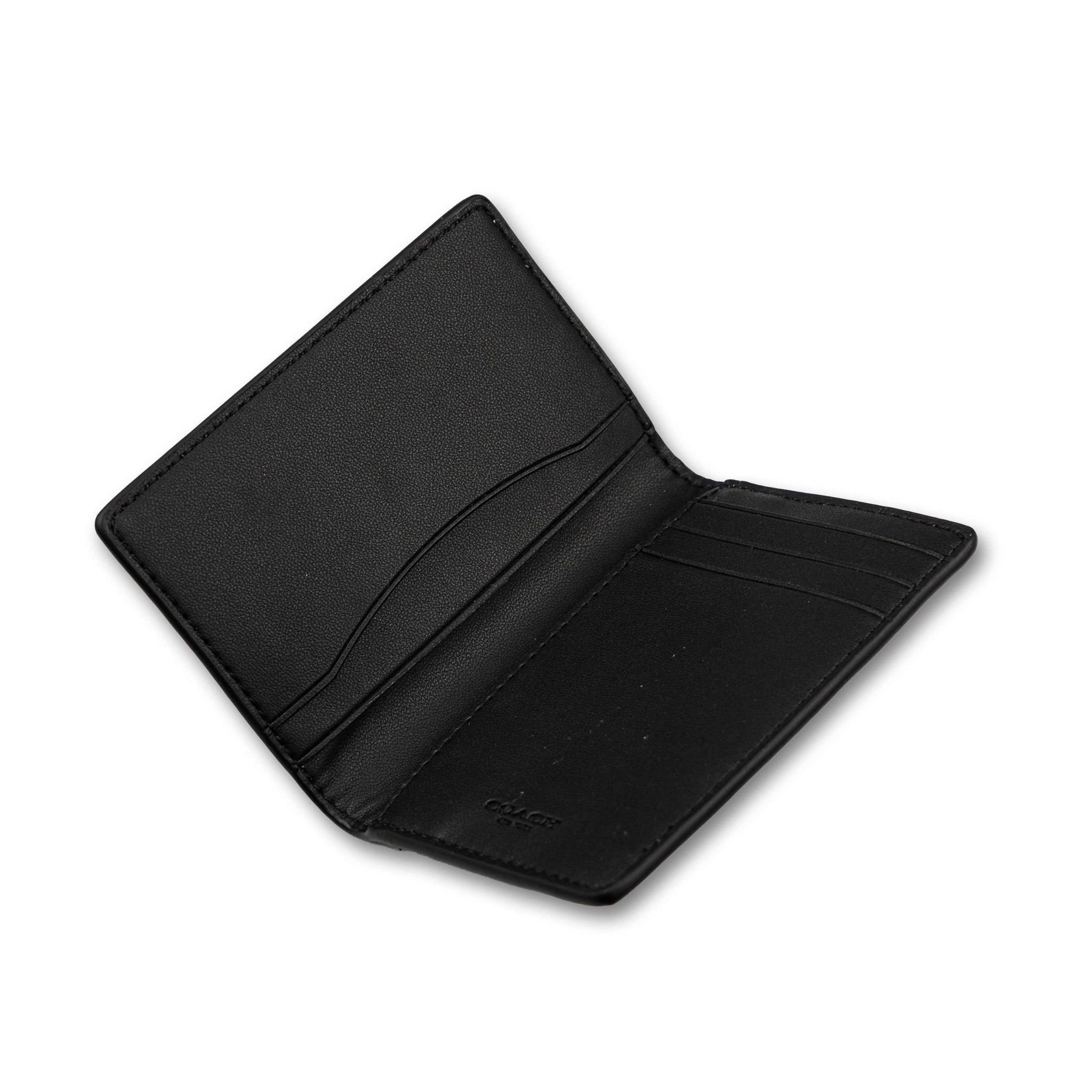  VÍ CARD COACH SLIM WALLET IN SIGNATURE CANVAS HỌA TIẾT CHỮ C ĐEN ''JNCMCI'' 