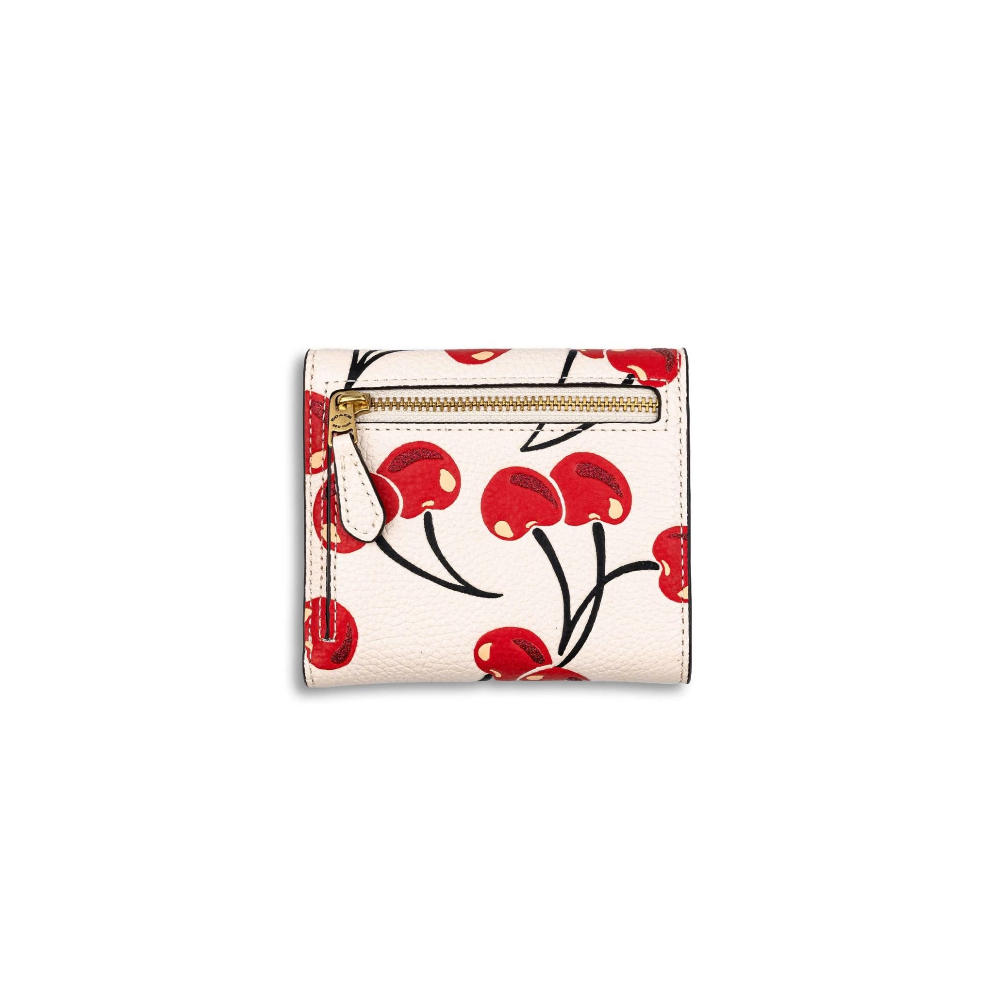  VÍ COACH GẬP WYN SMALL WALLET WITH CHERRY PRINT WHITE 