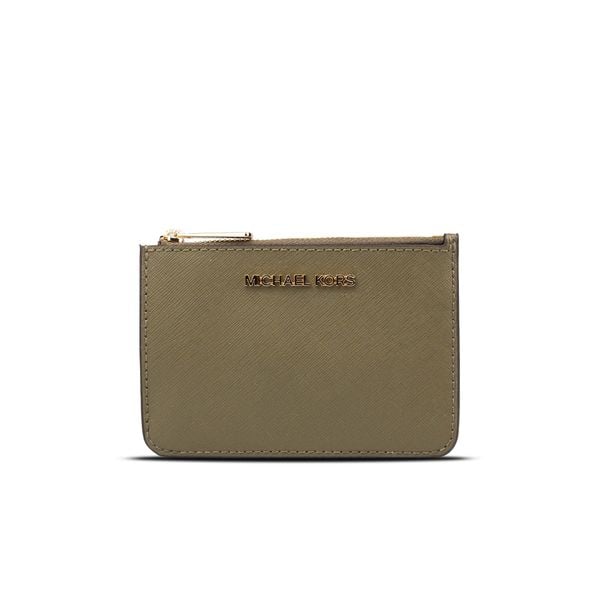  MICHAEL KORS JET SET TRAVEL SMALL SAFFIANO LEATHER COIN POUCH - VÍ MICHAEL KORS NHỎ GỌN MÀU XANH RÊU ''#35F7GTVU1L'' 