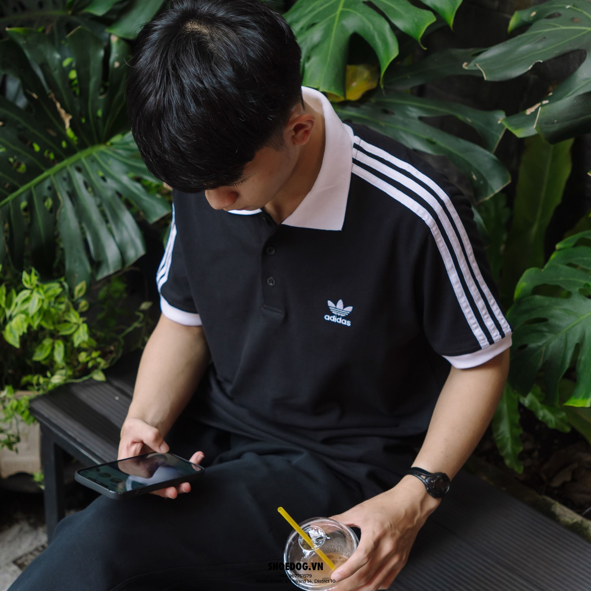 ÁO CỘC TAY NAM ADIDAS ORIGINALS BLACK 3-STRIPES MÀU ĐEN ''IL2501'' 