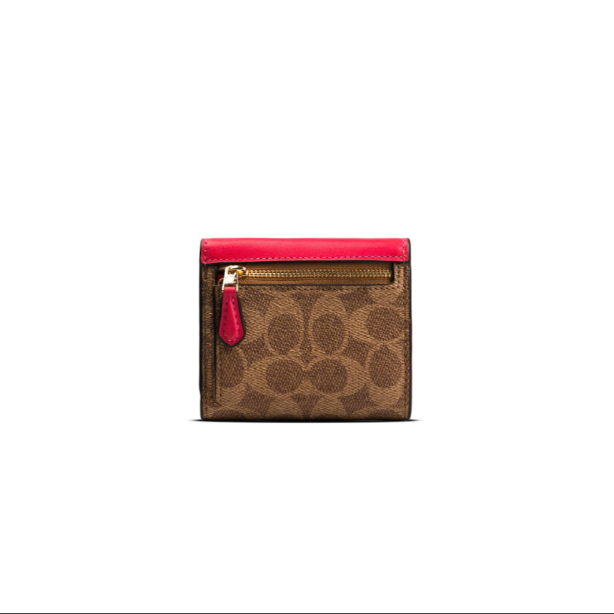  Ví Coach Wyn Small Wallet in Colorblock Signature Canvas Màu Nâu Hồng 