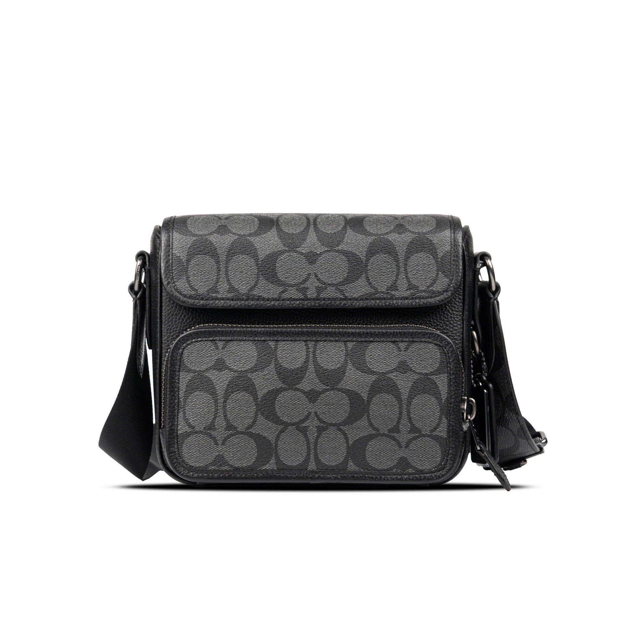  TÚI COACH SULLIVAN FLAP CROSSBODY IN SIGNATURE CANVAS MÀU ĐEN XÁM 