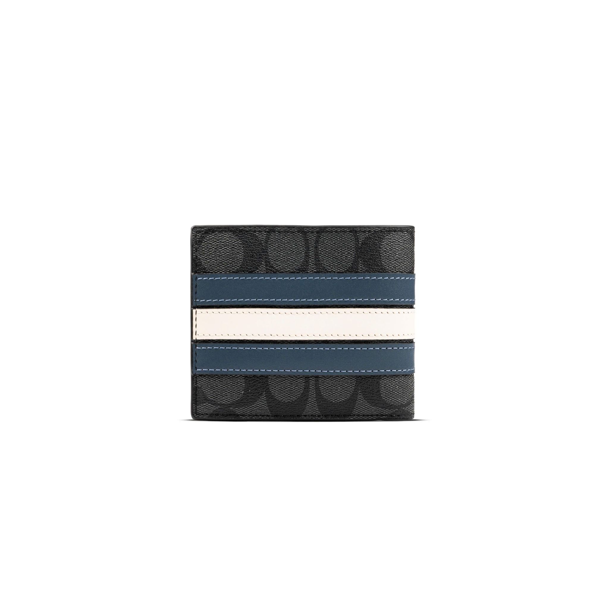  Ví Nam Coach 3 In 1 Wallet In Signature Canvas With Varsity Stripe Màu Xanh Trắng 