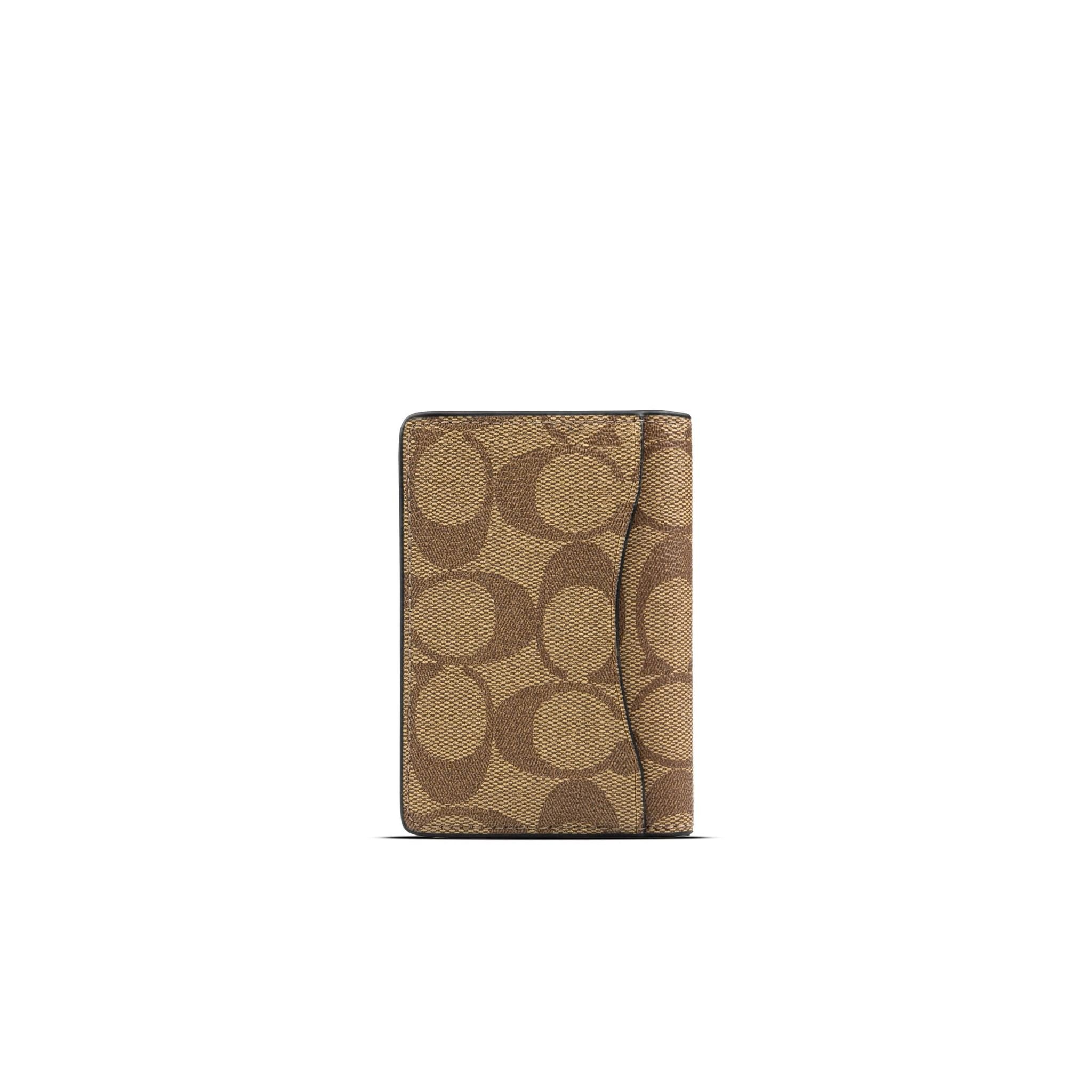  Ví đựng thẻ Card Wallet In Signature Canvas With Coach Patch Màu Kaki 