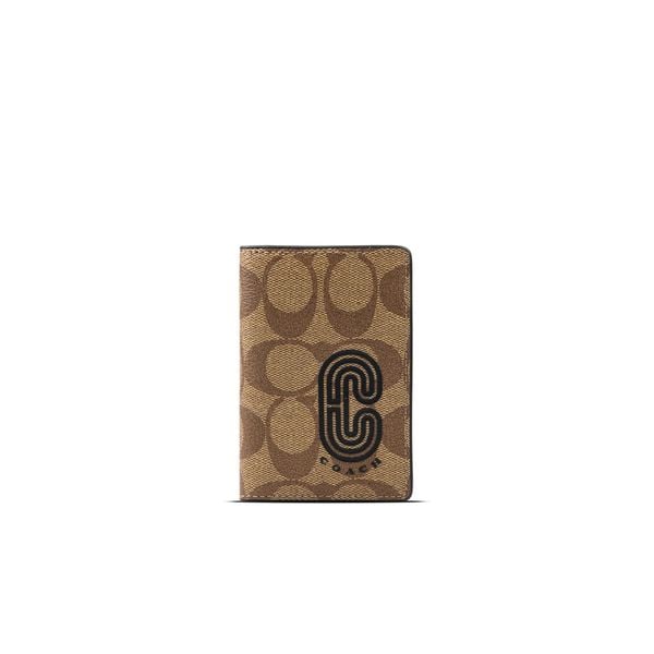  Ví đựng thẻ Card Wallet In Signature Canvas With Coach Patch Màu Kaki 