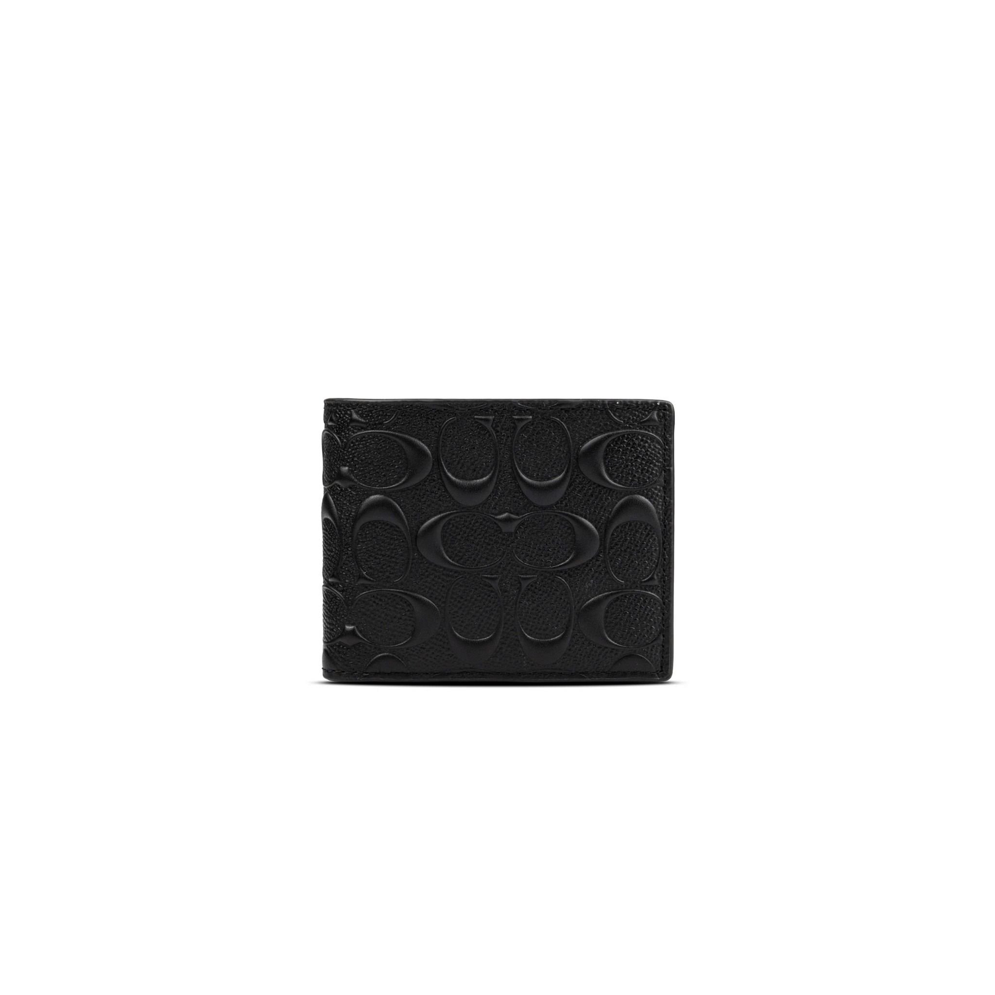  Ví Coach 3 In 1 Wallet In Signature Leather Màu Đen Họa Tiết C Nổi 