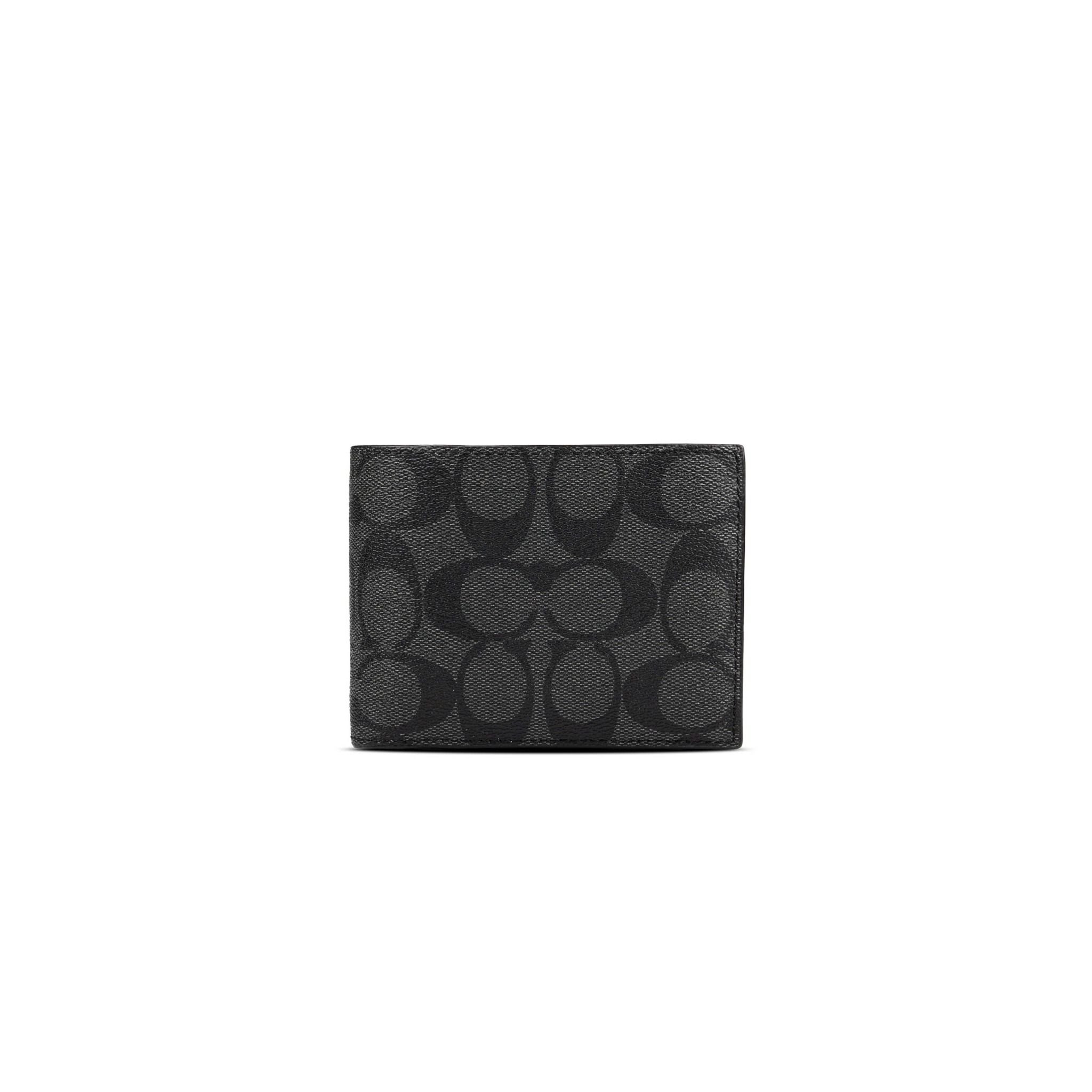  VÍ NAM COACH 3 IN 1 WALLET IN SIGNATURE CANVAS ''CR905'' BLACK GIFT SET MÀU ĐEN 