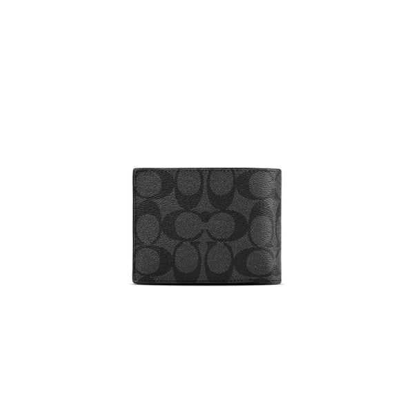  VÍ NAM COACH 3 IN 1 WALLET IN SIGNATURE CANVAS ''CR905'' BLACK GIFT SET MÀU ĐEN 