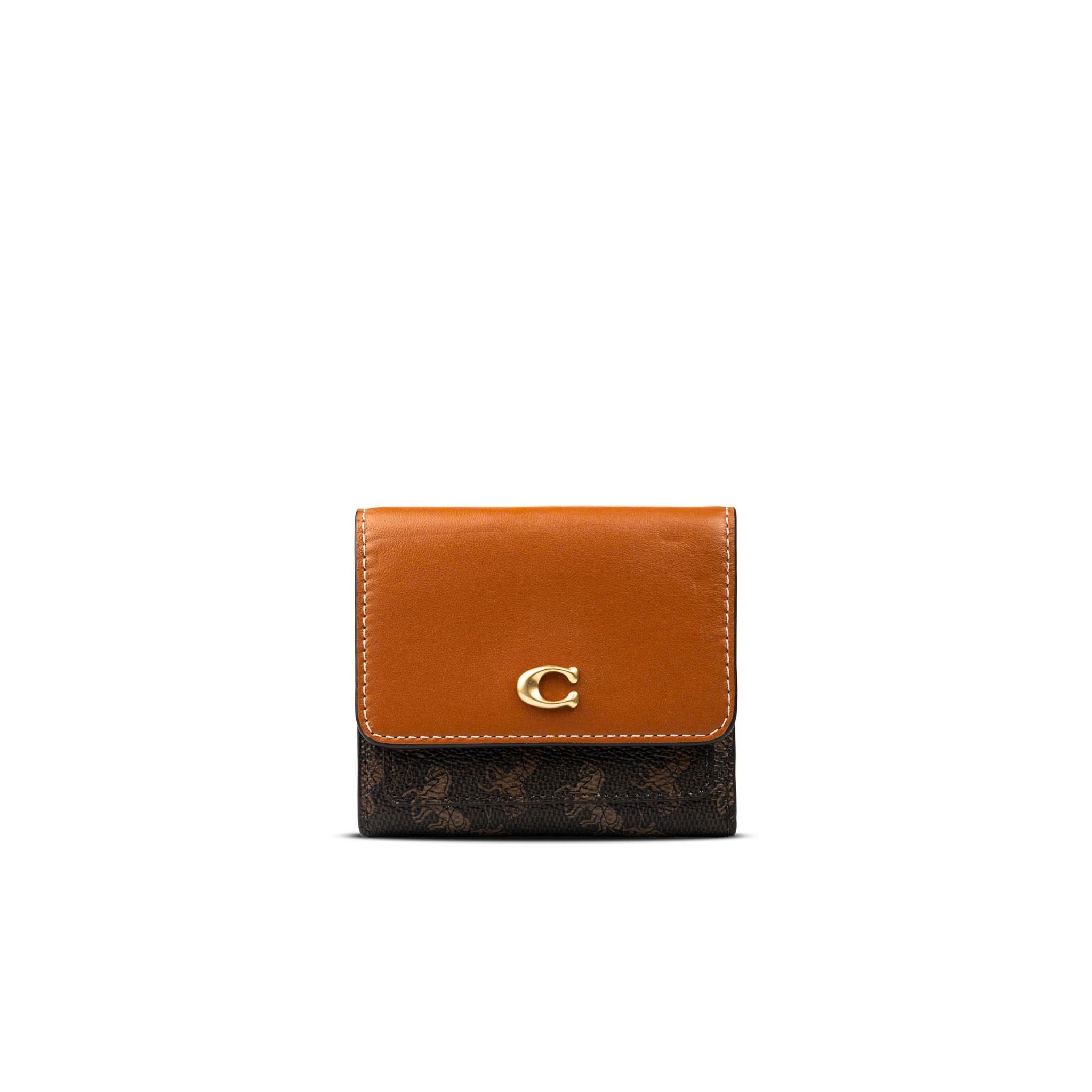  Ví Coach Mila Small Flap Wallet With Horse And Carriage Print Màu Nâu Đen 