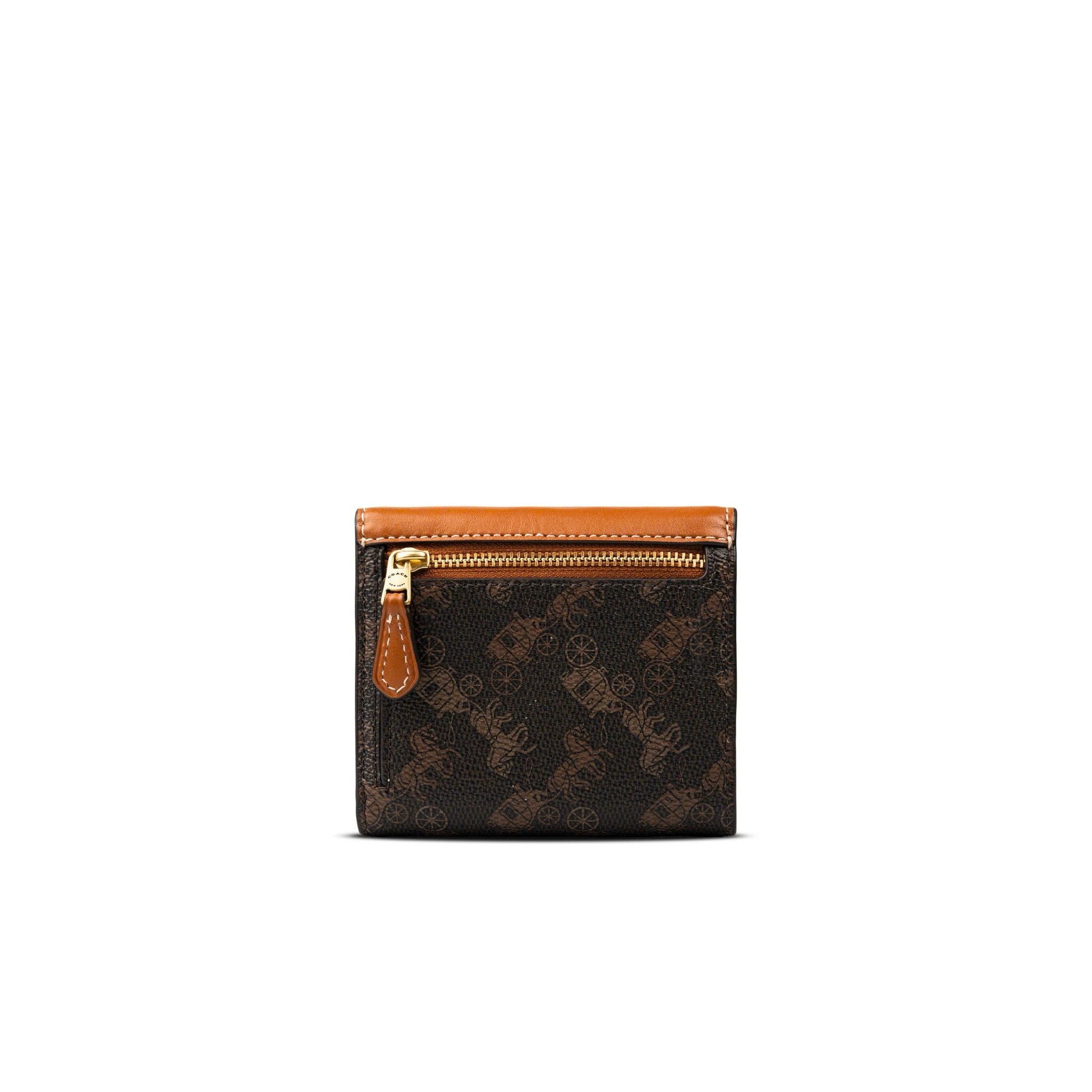  Ví Coach Mila Small Flap Wallet With Horse And Carriage Print Màu Nâu Đen 