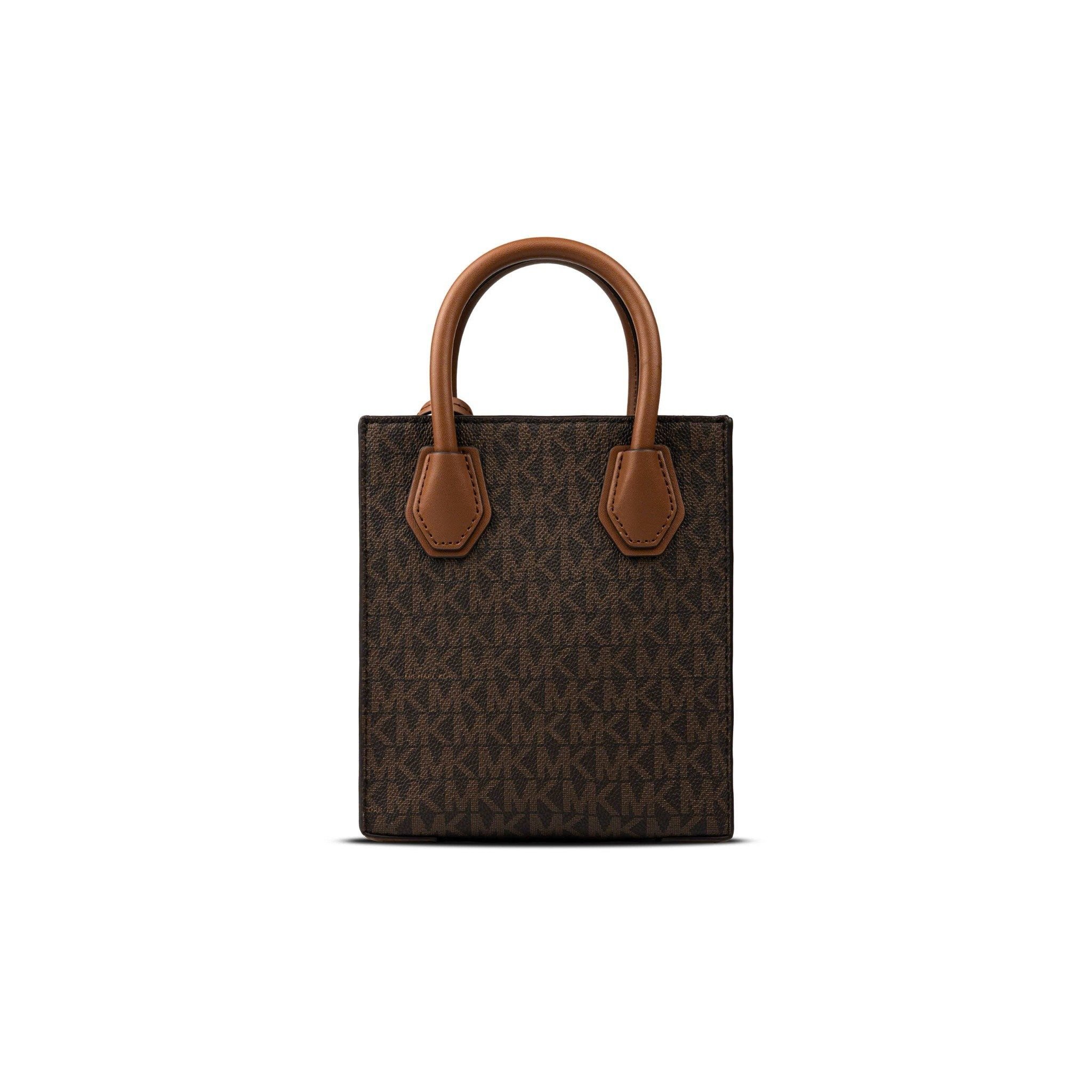 Túi Michael Kors MK Mercer Extra-Small Logo and Leather Crossbody Bag Màu Nâu 
