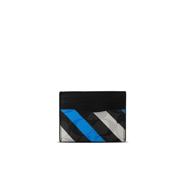  Ví Đựng Thẻ Card Holder Coach In Signature Canvas With Diagonal Stripe Print 