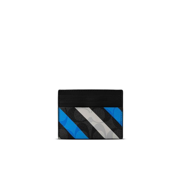  Ví Đựng Thẻ Card Holder Coach In Signature Canvas With Diagonal Stripe Print 