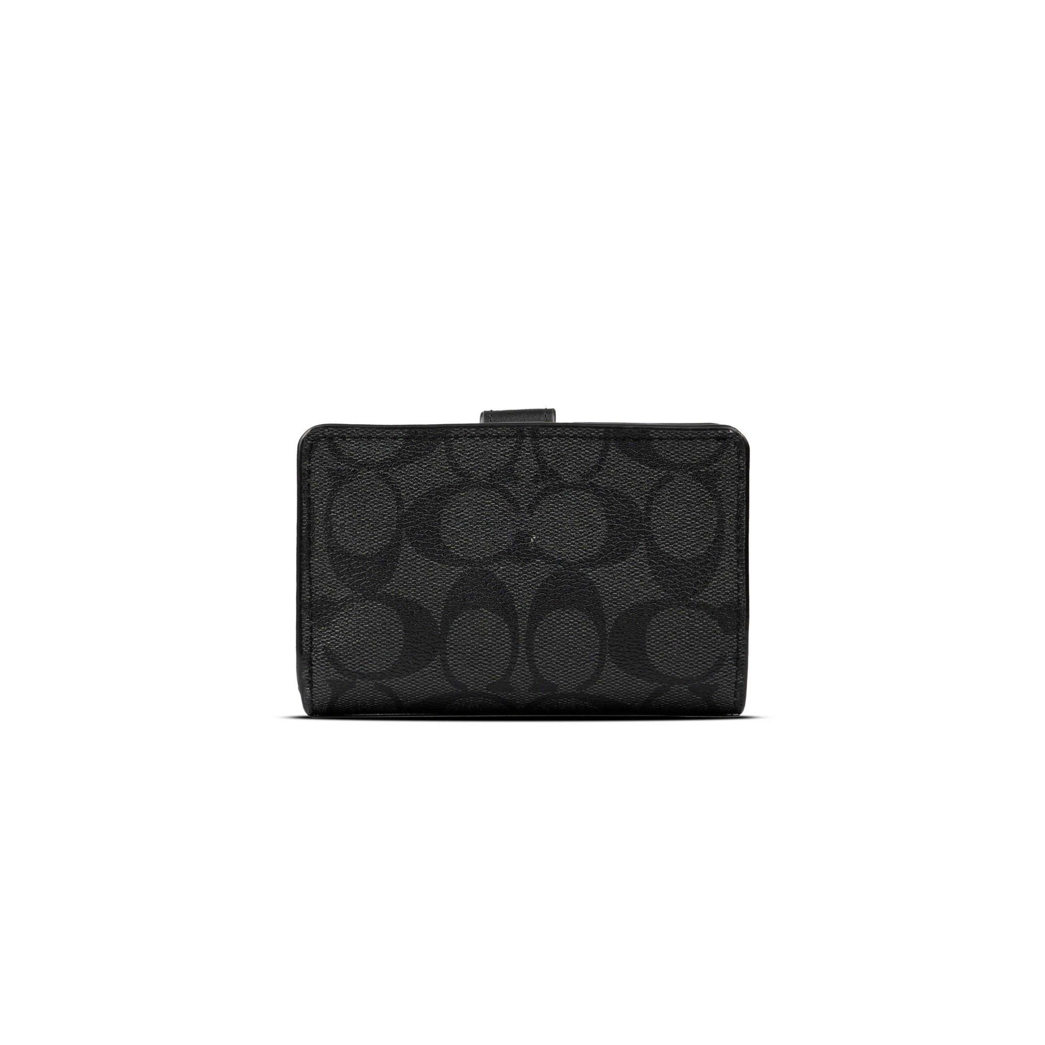 Ví Coach Medium Corner Zip Wallet In Signature Canvas Màu Đen 