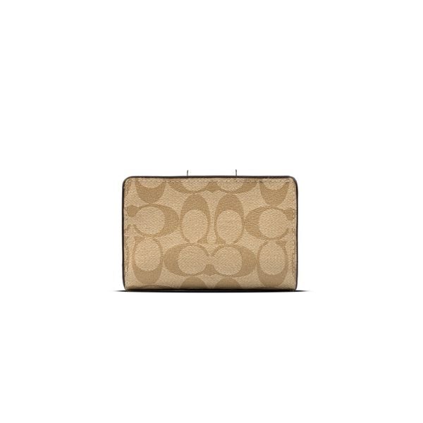  Ví Coach Medium Corner Zip Wallet In Signature Canvas Màu Trắng Be 
