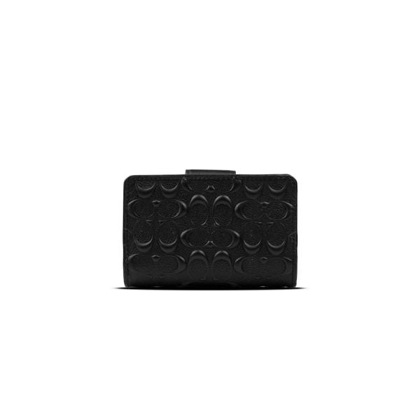  Ví Coach Medium Signature Embossed Corner Zip Wallet In Black 