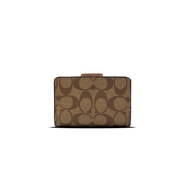  Ví Coach Women's Medium Corner Zip Wallet in Signature Canvas Màu Nâu 