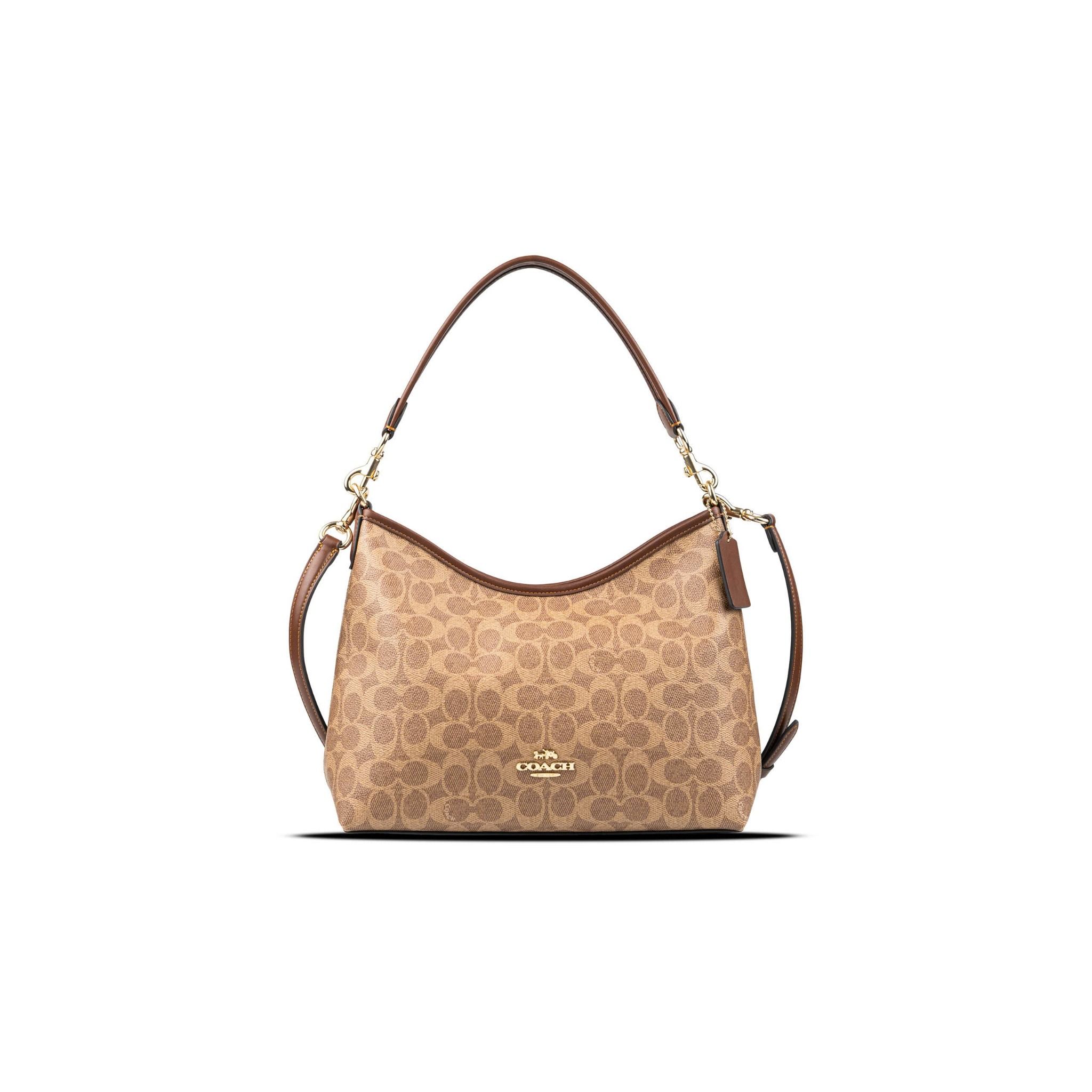  Túi Coach Laurel Shoulder Bag In Signature Canvas Màu Nâu Nhạt 