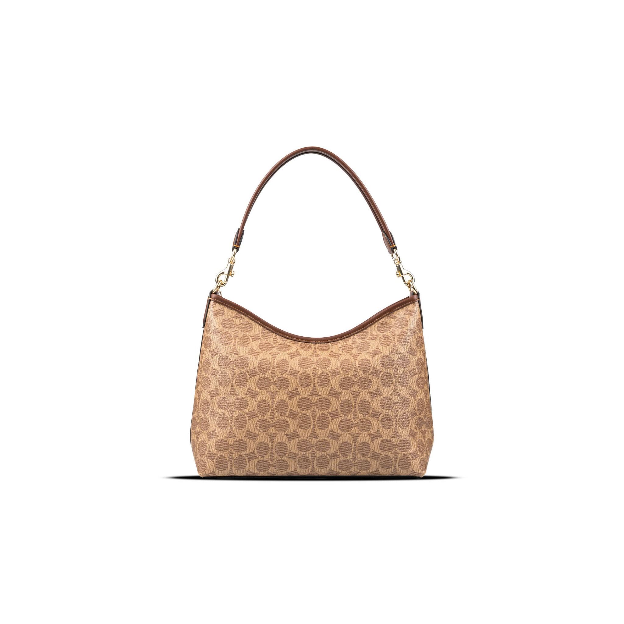  Túi Coach Laurel Shoulder Bag In Signature Canvas Màu Nâu Nhạt 