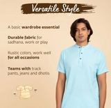  Áo Kurta nam 100% cotton hữu cơ có thêu (Mustard) "Aum". 