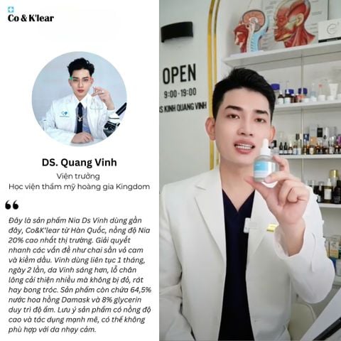  Co&K'lear Niacinamide Ampoule 20% Tinh Chất Hoa Hồng Damask Dưỡng Sáng & Se Khít Lỗ Chân Lông 