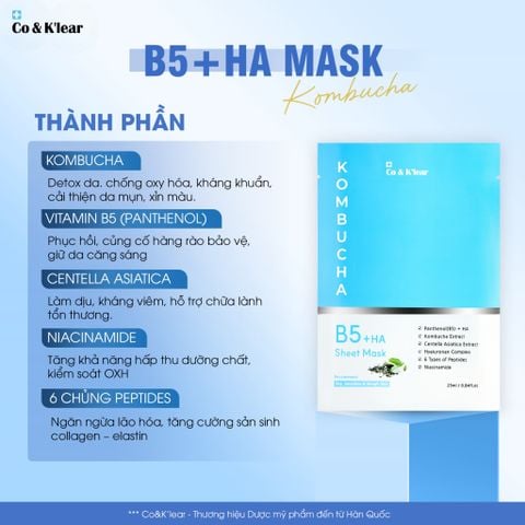  Co&K'lear B5 HA Kombucha Detox Mask Phục Hồi & Dưỡng Ẩm 