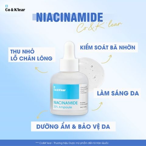  Co&K'lear Niacinamide Ampoule 20% Tinh Chất Hoa Hồng Damask Dưỡng Sáng & Se Khít Lỗ Chân Lông 