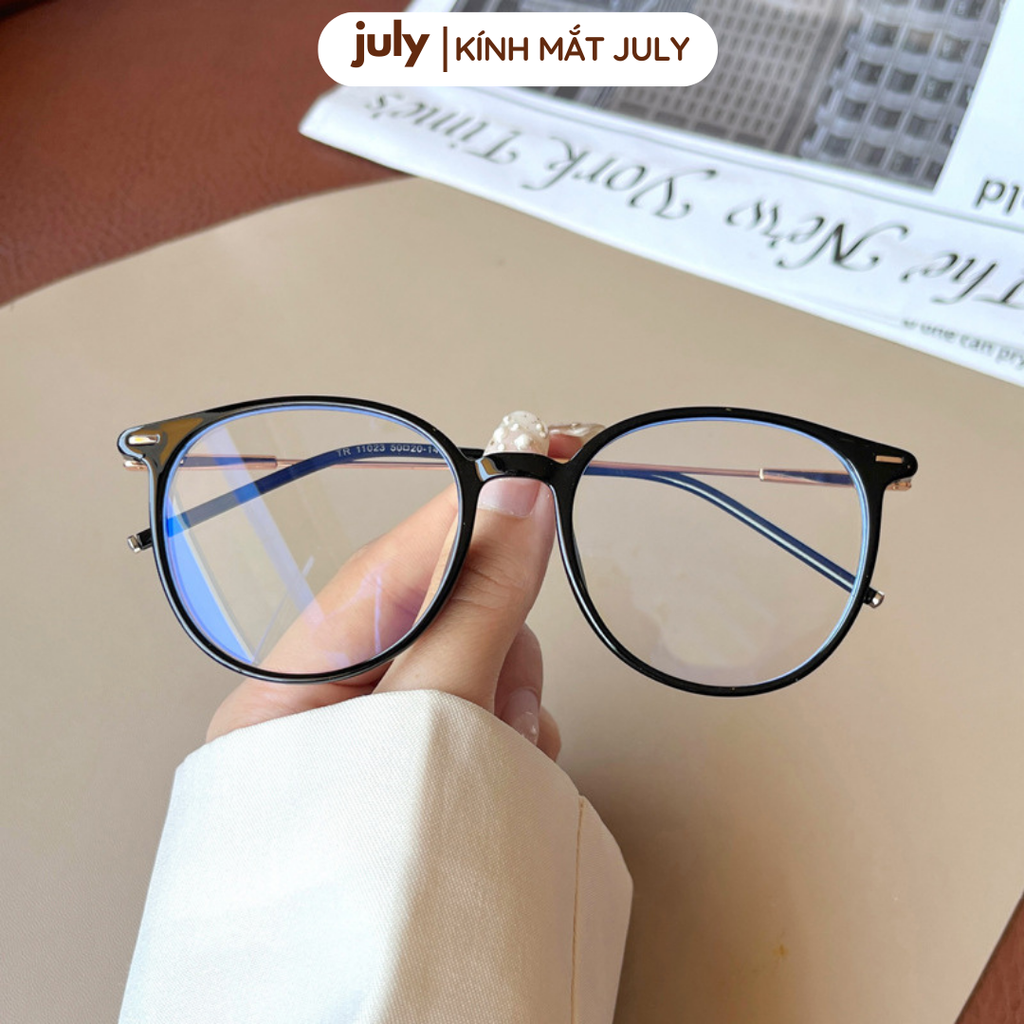 Gọng kính cận nữ mắt tròn kim loại phối nhựa chắc chắn basic dễ đeo hợp với nhiều dáng mặt 8604